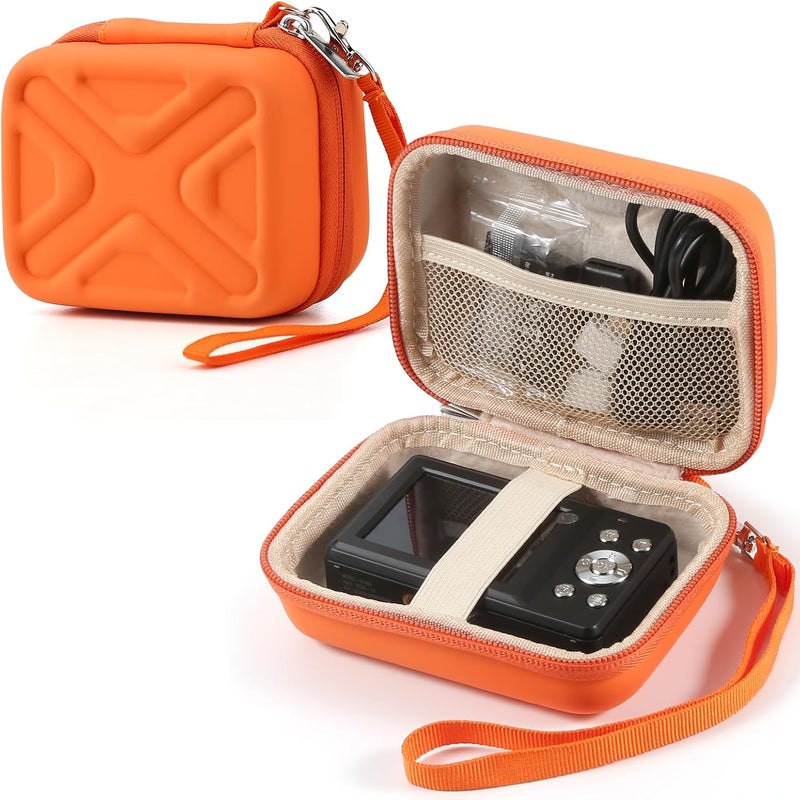 BLK8IGHT Digital Camera Case for AbergBest 21 Mega Pixels 2.7" LCD Rechargeable HD/Kodak Pixpro/Canon PowerShot ELPH 180/190/Sony DSCW800/DSCW830 Cameras, Travel Carrying Protective Case for Camera- Orange - Image 1